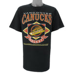 NHL (Waves) - Vancouver Canucks Single Stitch T-Shirt 1994 Medium Vintage Retro Hockey