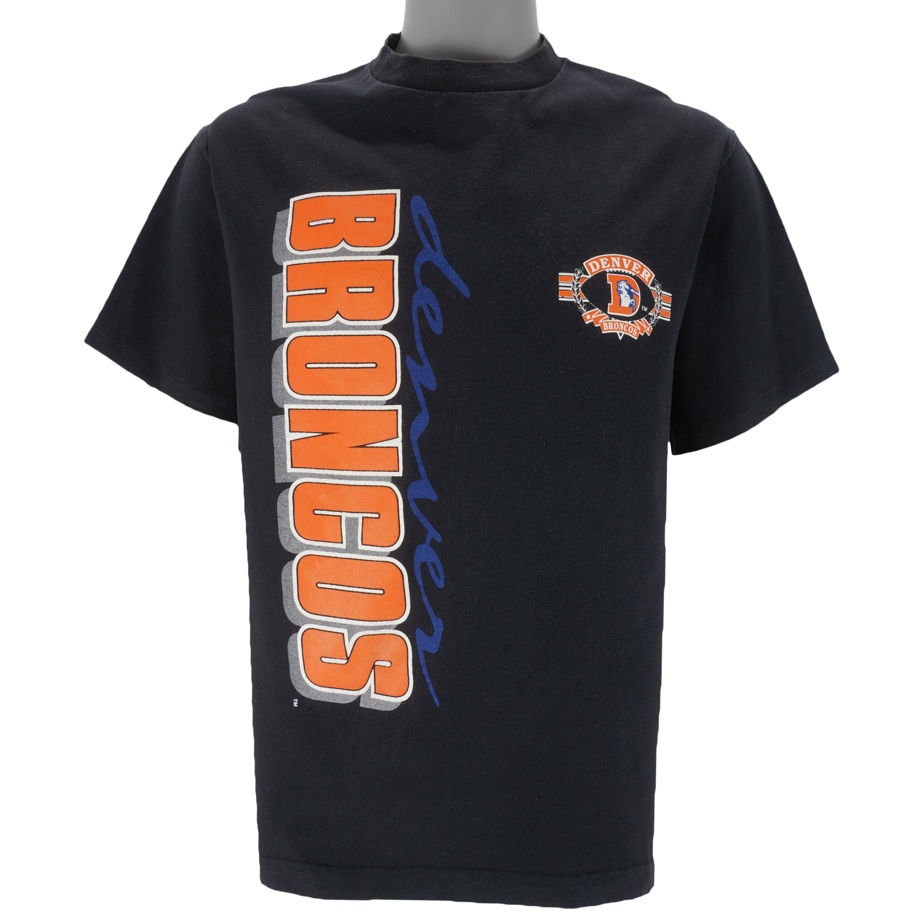NFL (Trench) - Denver Broncos Single Stitch T-Shirt 1990s Large Vintage Retro Football