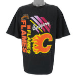 NHL (Softwear) - Calgary Flames Single Stitch T-Shirt 1991 Large Vintage Retro Hockey