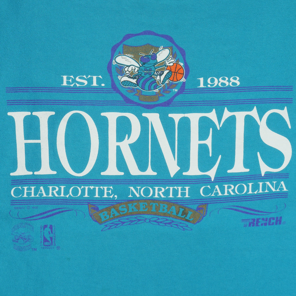 NBA (Trench) - Charlotte Hornets T-Shirt 1992 Large vintage Retro Basketball