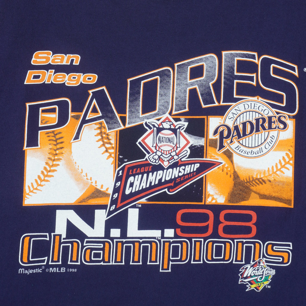 MLB (Delta) - San Diego Padres N.L. Champions  T-Shirt 1998 X-Large Vintage Retro Baseball