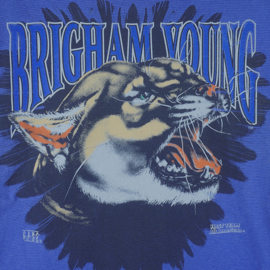 NCAA - Brigham Young University Cougars T-Shirt 1990s X-Large Vintage Retro Football