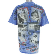 MLB (Front Pages) - Chicago Cubs Rise Again All Over Print T-Shirt 1990s X-Large Vintage Retro Baseball