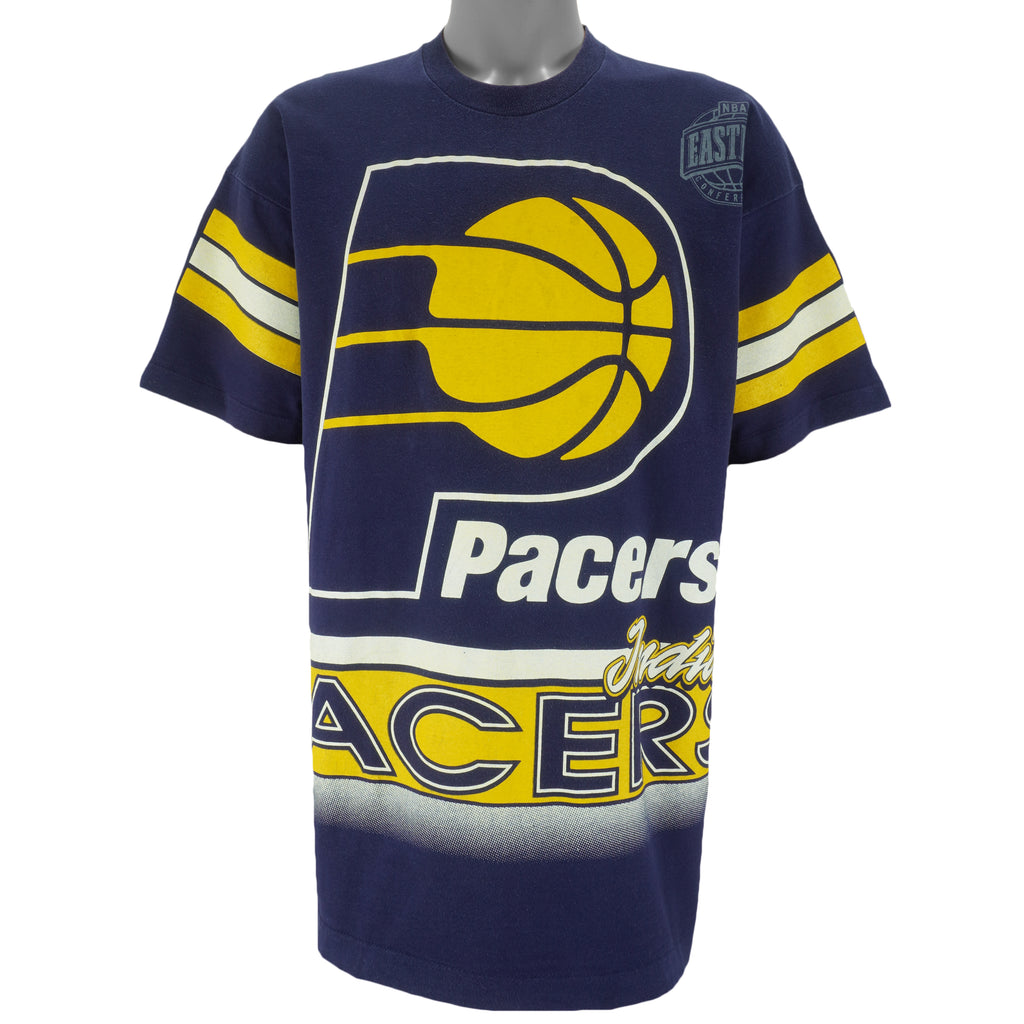 NBA (Salem) - Indiana Pacers All Over Print T-Shirt 1990s X-Large Vintage Retro Basketball