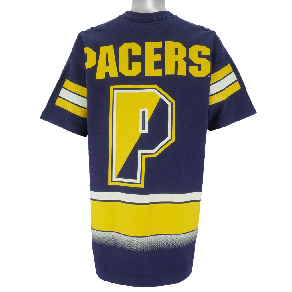 NBA (Salem) - Indiana Pacers All Over Print T-Shirt 1990s X-Large Vintage Retro Basketball
