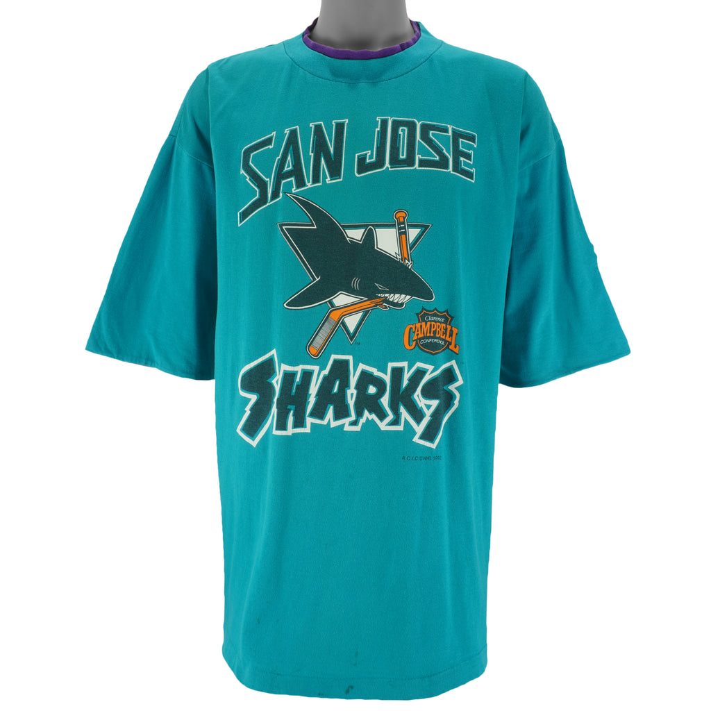 NHL (Soft Wear) - San Jose Sharks Underlayer Single Stitch T-Shirt 1992 X-Large Vintage Retro Hockey