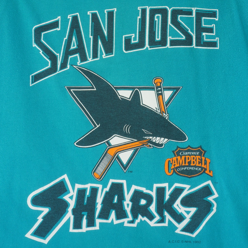 NHL (Soft Wear) - San Jose Sharks Underlayer Single Stitch T-Shirt 1992 X-Large Vintage Retro Hockey