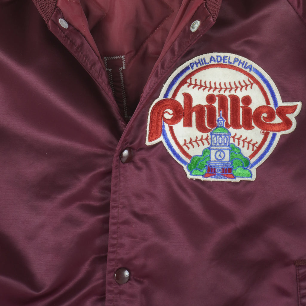 MLB (Locker Line) - Philadelphia Phillies Satin Jacket 1990s Medium Vintage Retro Baseball