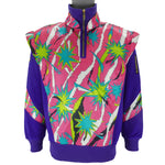 Descente - Blue And Pink Crazy Patterns Bomber Jacket 1990s Medium