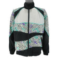 Reebok - Black & White Graphics Zip-Up Windbreaker 1990s Large Vintage Retro