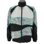 Reebok - Black & White Graphics Zip-Up Windbreaker 1990s Large Vintage Retro