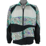 Reebok - Black & White Graphics Zip-Up Windbreaker 1990s Large Vintage Retro