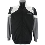 Adidas - Black And White Big Spell-Out Track Jacket 1990s Medium Vintage Retro