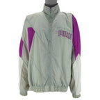 Puma - Grey & Pink Colorblock Windbreaker 1990s X-Large Vintage Retro