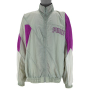 Puma - Grey & Pink Colorblock Windbreaker 1990s X-Large Vintage Retro