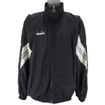 Diadora - Black & White Taped-Logo Jacket 1990s X-Large