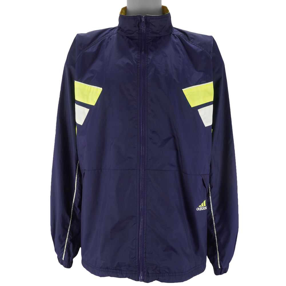 Adidas - Blue Embroidered Windbreaker 1990s Large Vintage Retro