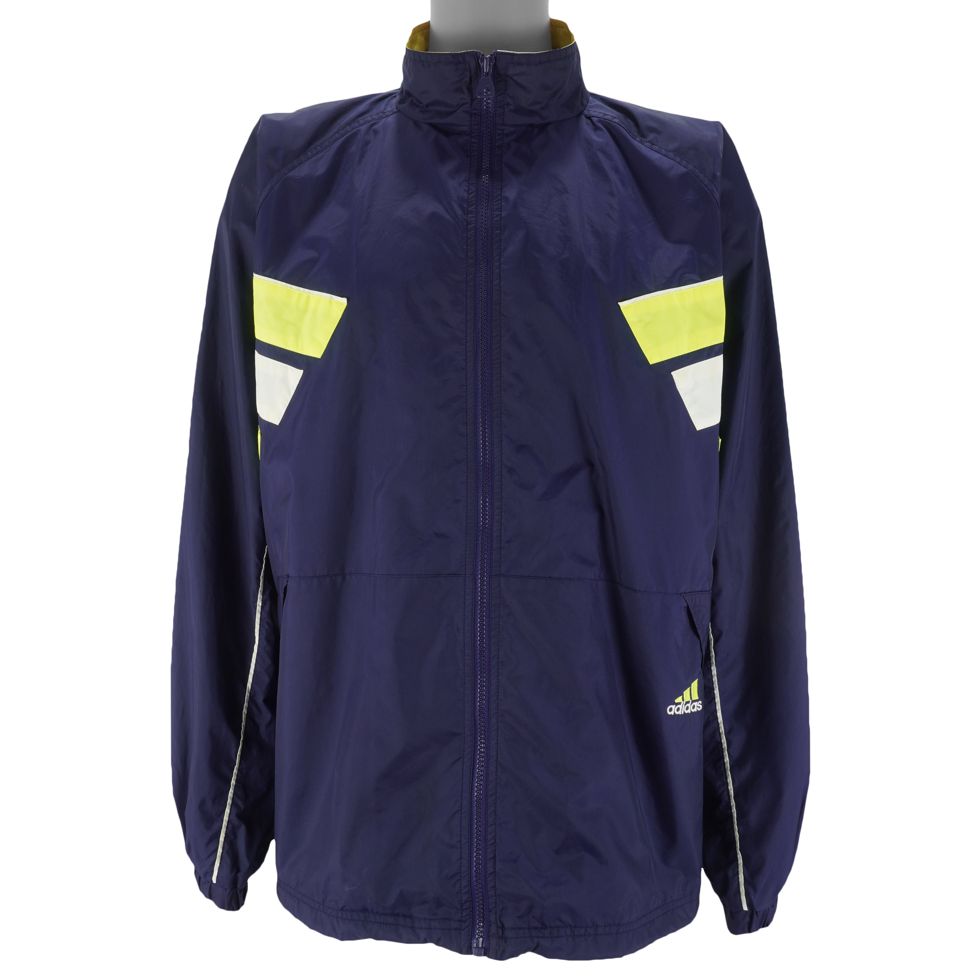 Adidas - Blue Embroidered Windbreaker 1990s Large Vintage Retro