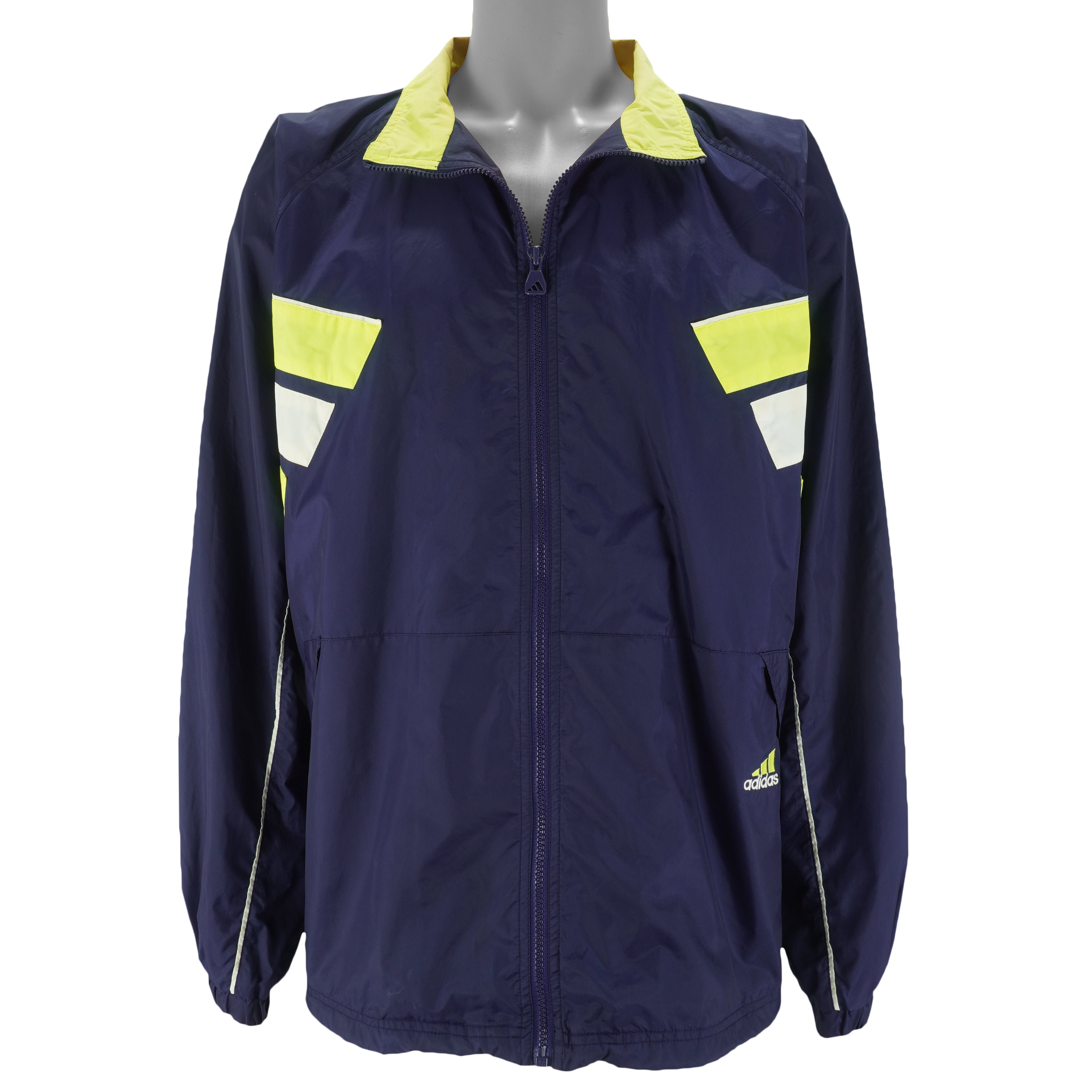 Adidas - Blue Embroidered Windbreaker 1990s Large Vintage Retro