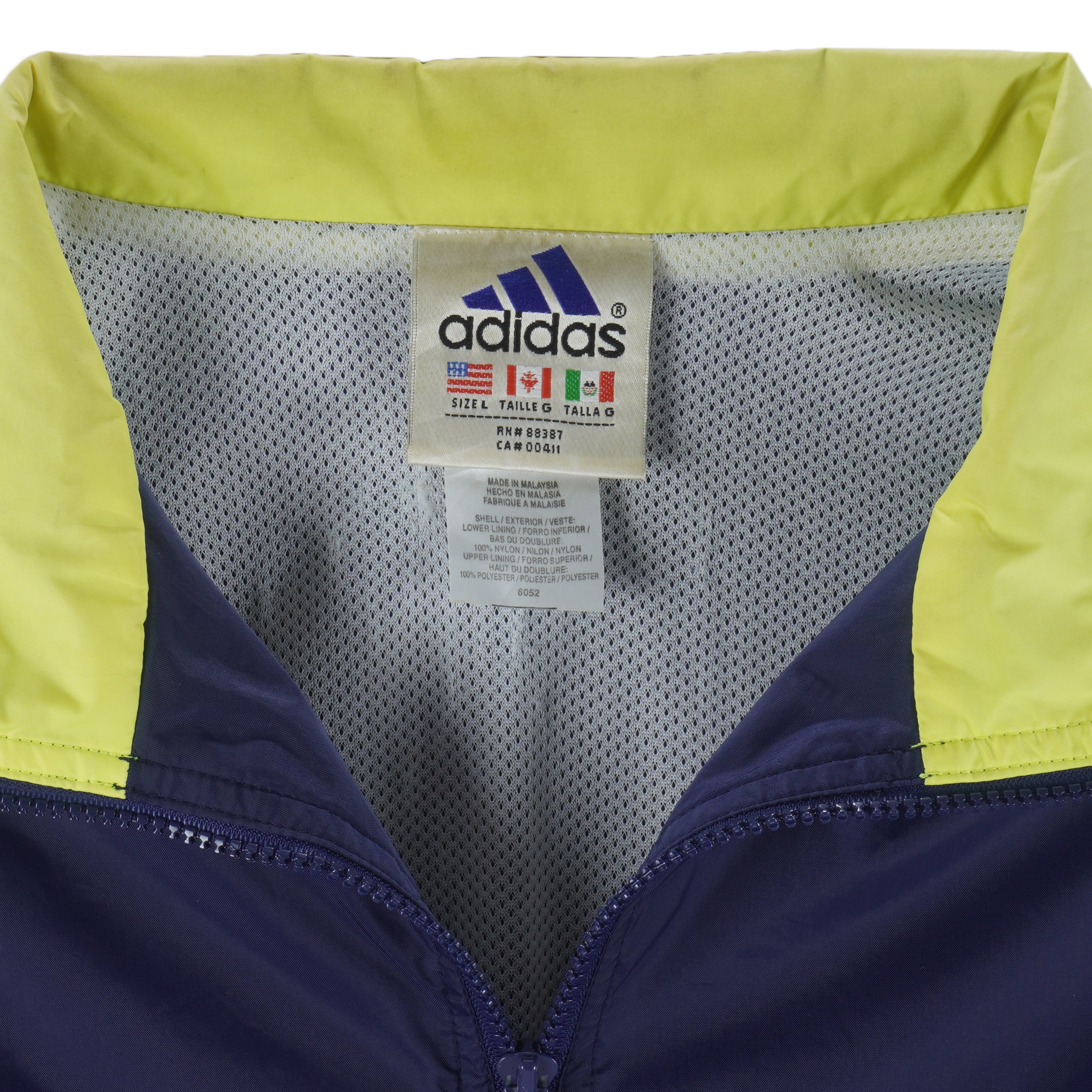 Adidas - Blue Embroidered Windbreaker 1990s Large Vintage Retro