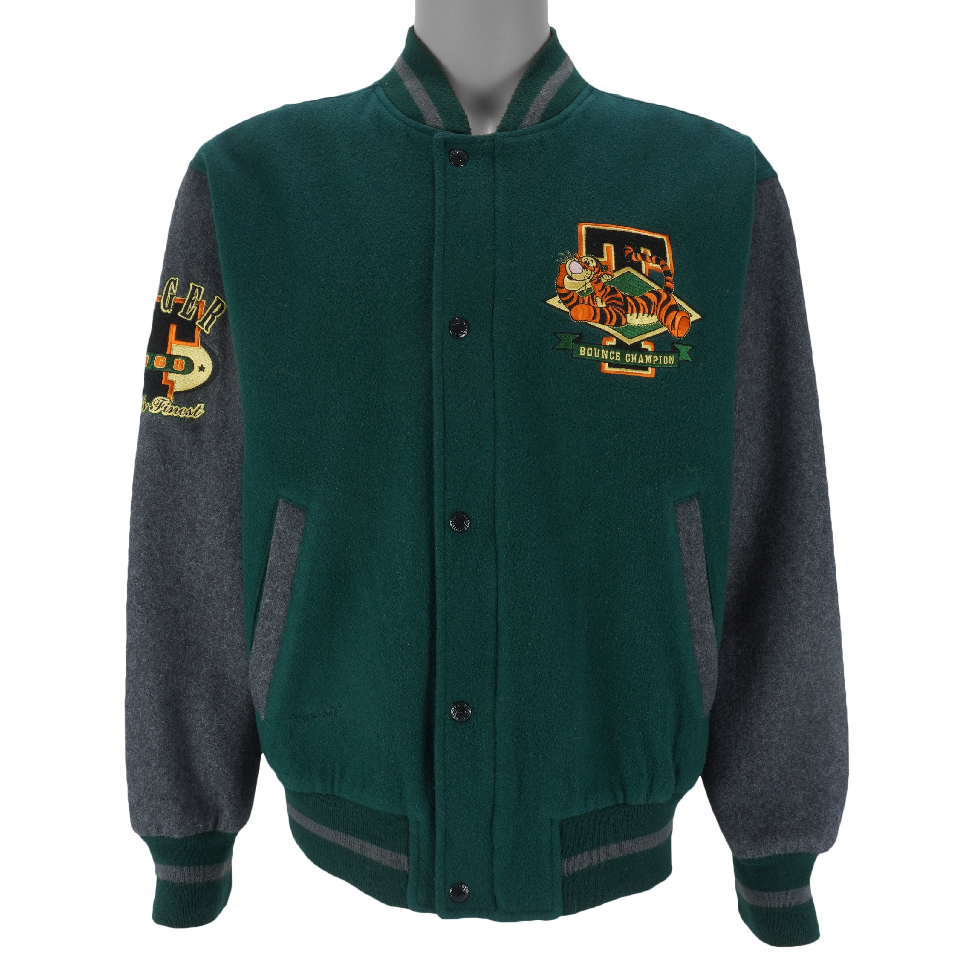 Disney - Tigger Bounce Champion Embroidered Varsity Jacket 1990s Medium Vintage Retro