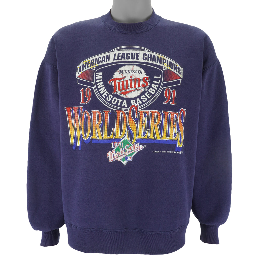 MLB (Logo 7) - Minnesota Twins World Champions Series Sweatshirt 1991 Large Vintage Retro Baseball