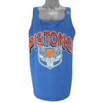 NBA (Logo 7) - Detroit Pistons Spell-Out Tank Top 1990s X-Large Vintage Retro Basketball