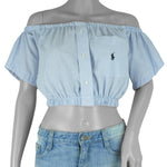 Reworked (Polo) - Cold Shoulder Crop Top Womens Small Vintage Retro