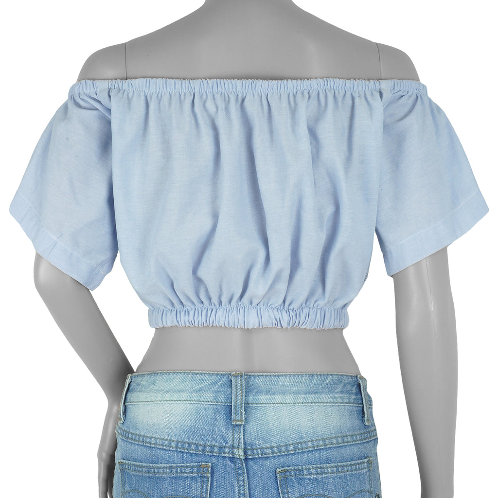 Reworked (Polo) - Cold Shoulder Crop Top Womens Small Vintage Retro