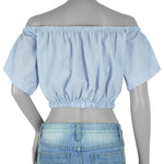 Reworked (Polo) - Cold Shoulder Crop Top Womens Small Vintage Retro