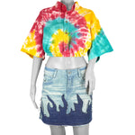 Reworks - Tie Dyed Womens Crop Top Shirt Medium Vintage Retro