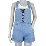 Reworked - Denim Short-Style Overalls Adjustable Womens Small