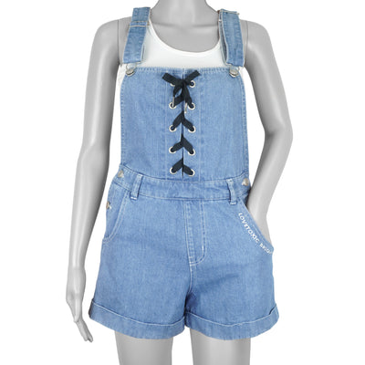 Reworked - Denim Short-Style Overalls Adjustable Womens Small