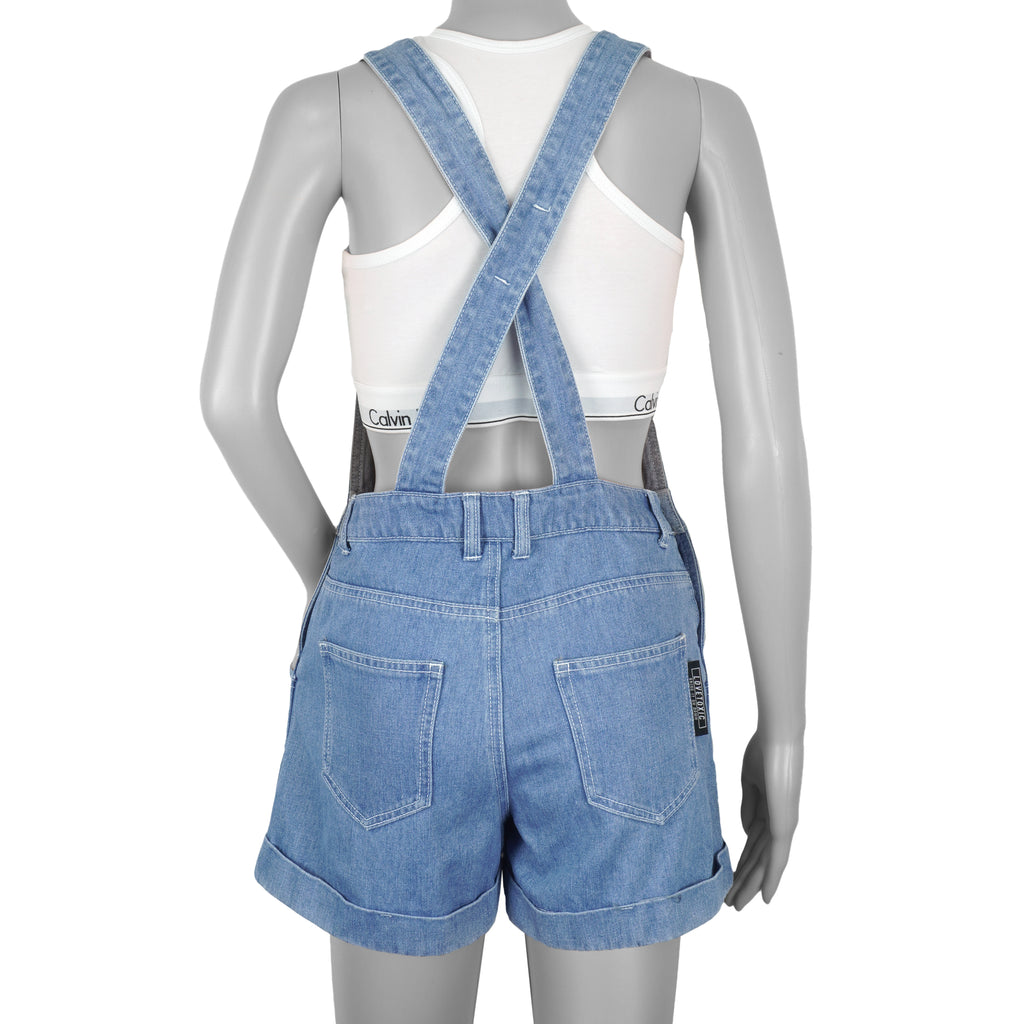 Reworked - Denim Short-Style Overalls Adjustable Womens Small Vintage Retro