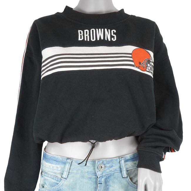 Reworked NFL Cleveland Browns Cropped Sweatshirt Womens Vintage Club Clothing