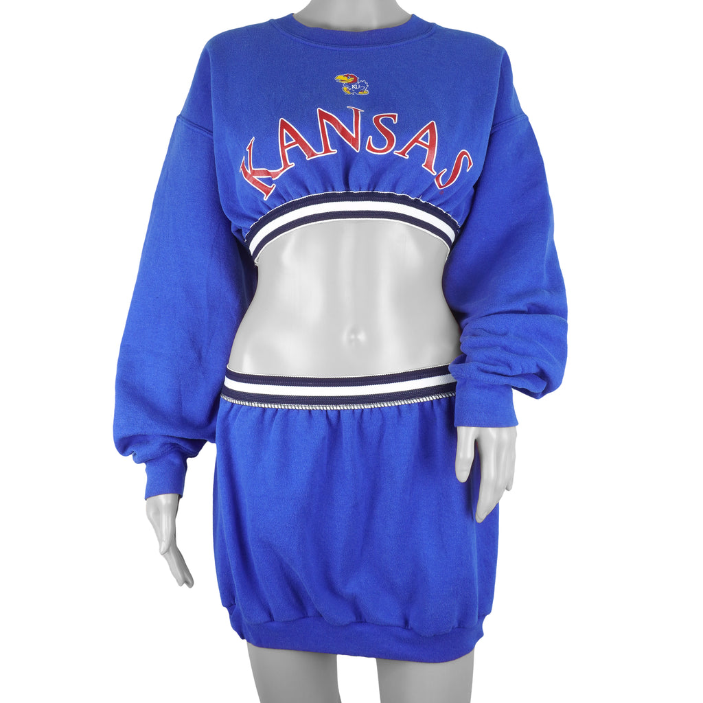 Reworks (NCAA) - Kansas City Jayhawks Cropped Sweatshirt & Skirt Womens Small