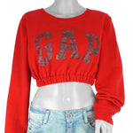 Reworked (GAP) - Red Cropped Sweatshirt Womens