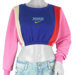 Reworked (Nike) - Blue & Pink Cropped Sweatshirt Womens