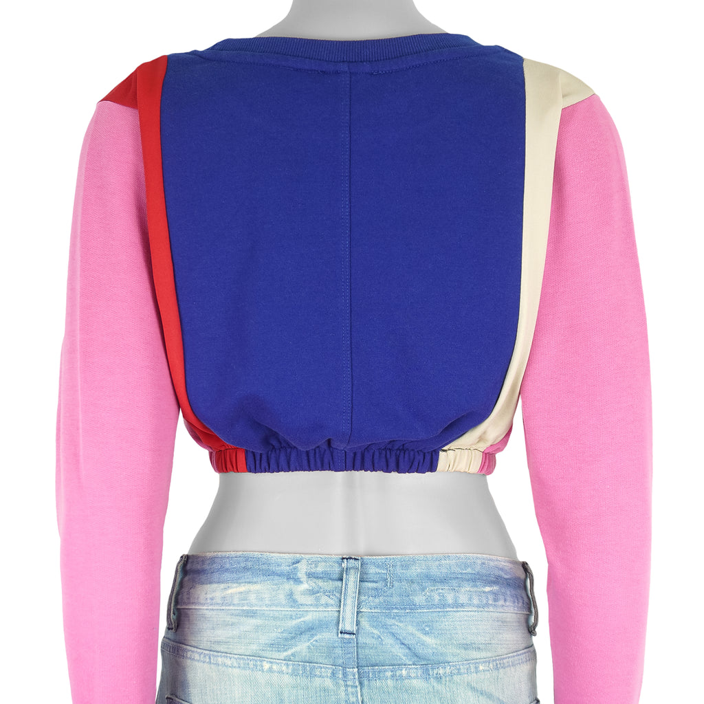 Reworks (Nike) - Blue & Pink Womens Crop Top Large Vintage Retro