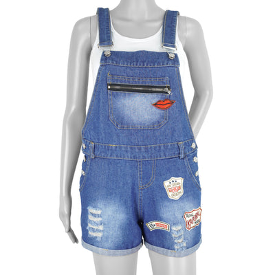 Reworked (Sunshine) - Denim Shorts-Style Overalls Womens Adjustable