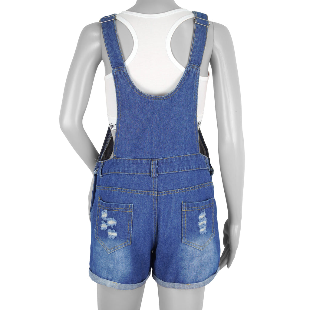 Reworked (Sunshine) - Denim Shorts-Style Overalls Womens Adjustable Vintage Retro