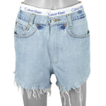 Reworked (Calvin Klein) - Denim Taped Logo Cutoff Shorts Womens Medium