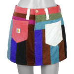Reworks (Carhartt) - Womens Patched Corduroy Mini Skirt Small Vintage Retro