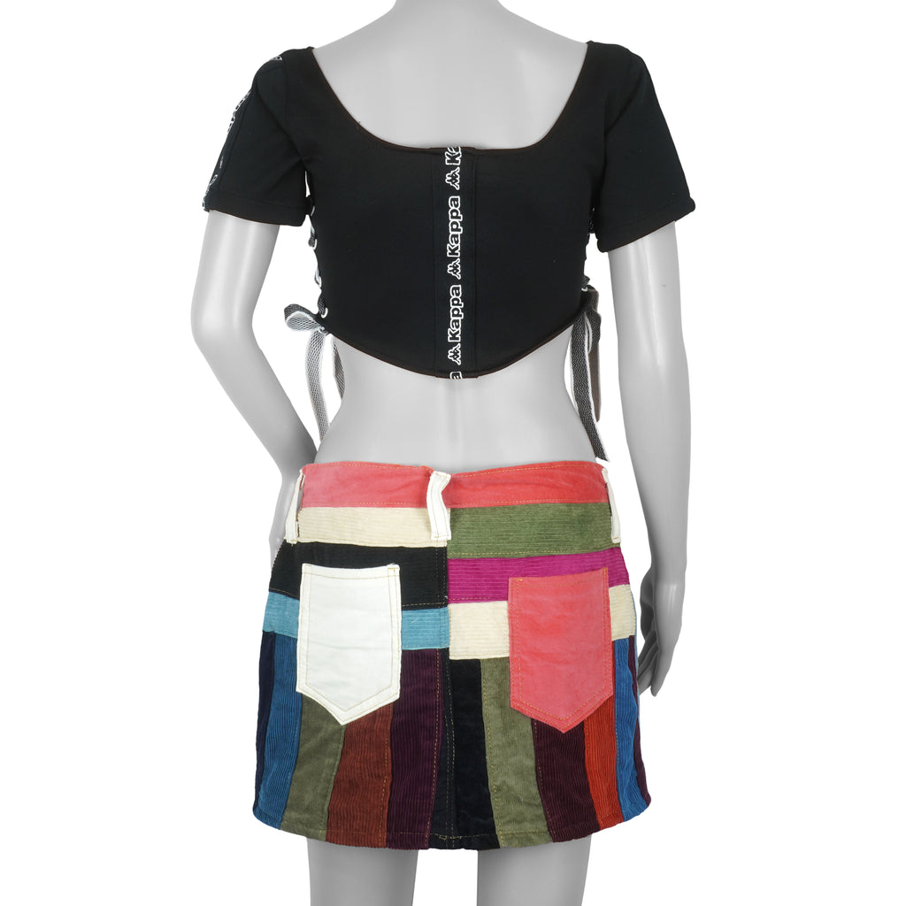 Reworks (Carhartt) - Womens Patched Corduroy Mini Skirt Small Vintage Retro