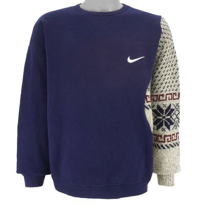 Reworked (Nike) - Classic Mini Swoosh X Knit Crew Neck Sweatshirt Large