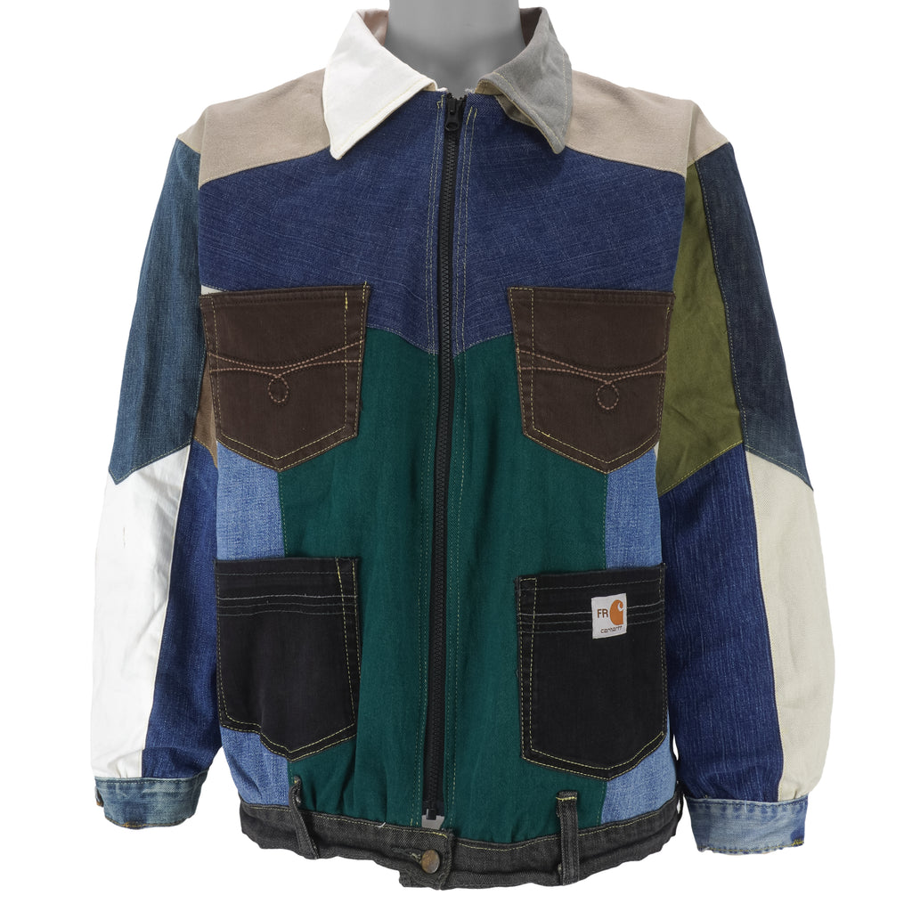 Reworked (Carhartt) - Dark Blue Patched Oversized Jacket Large