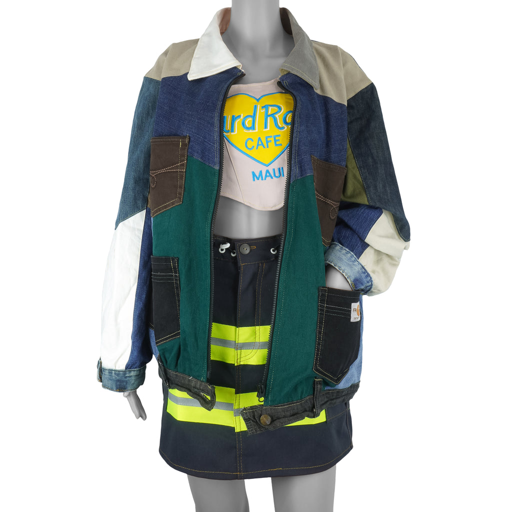 Reworked (Carhartt) - Dark Blue Patched Oversized Jacket Large