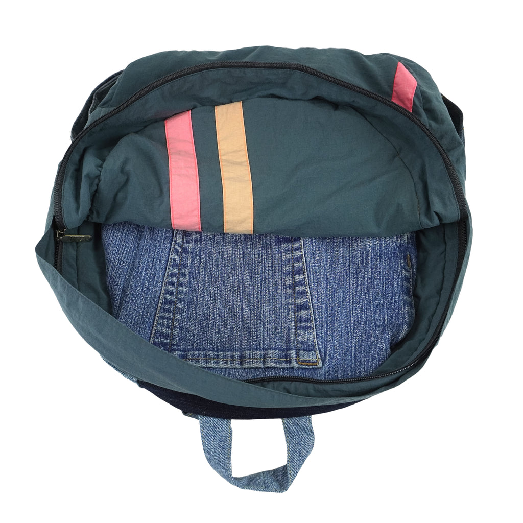 Reworked (Nike) - Dark Green Turtleback Denim Windbreaker Backpack