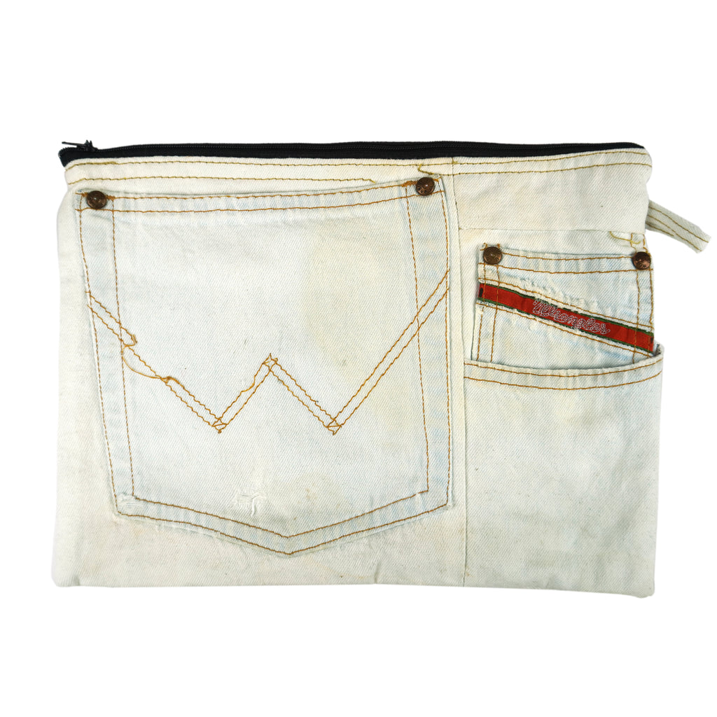 Reworked - Rectangle Off White Denim Purse Medium