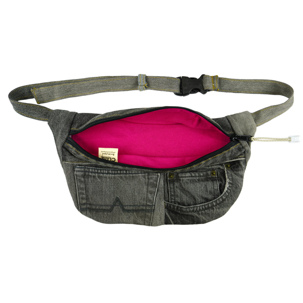 Reworked - Black Denim Fanny Pack Bag
